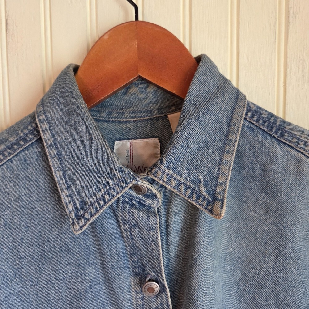 Vintage WillWear Jacket Mens Medium Blue Denim Snap Front Western Workwear 90s